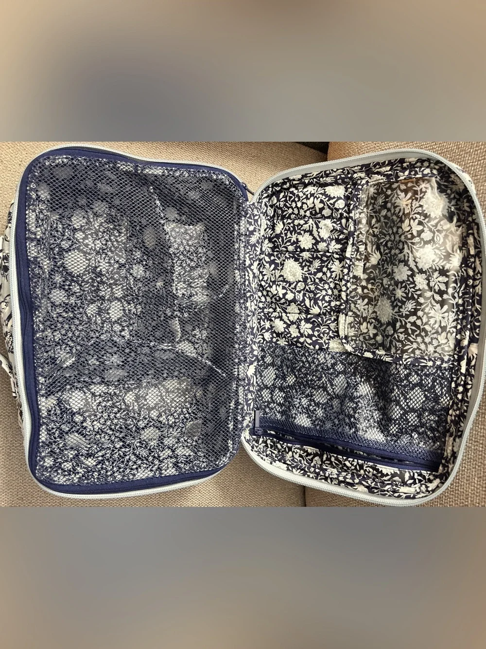 Vera Bradley Quilted Floral Carry-All in Light Blue and Navy